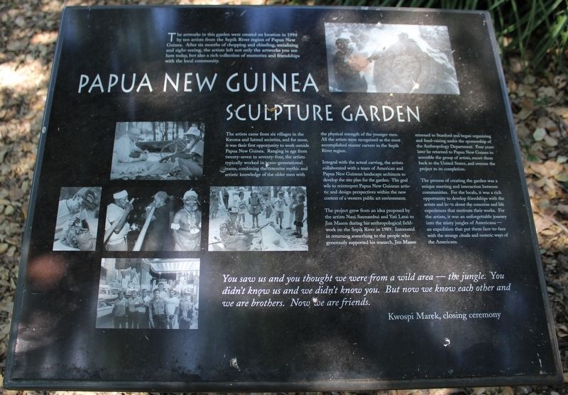 Papua New Guinea Sculpture Garden Marker. Click for full size. Papua New Guinea Sculpture Garden Marker image. Click for full size.