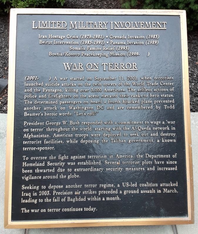 Limited Military Involvement / War on Terror Marker image. Click for full size.
