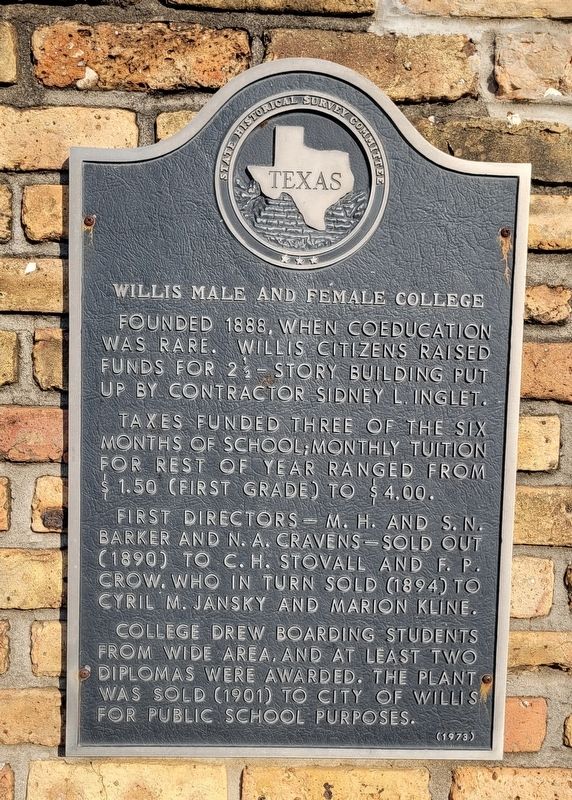 Willis Male and Female College Marker image. Click for full size.