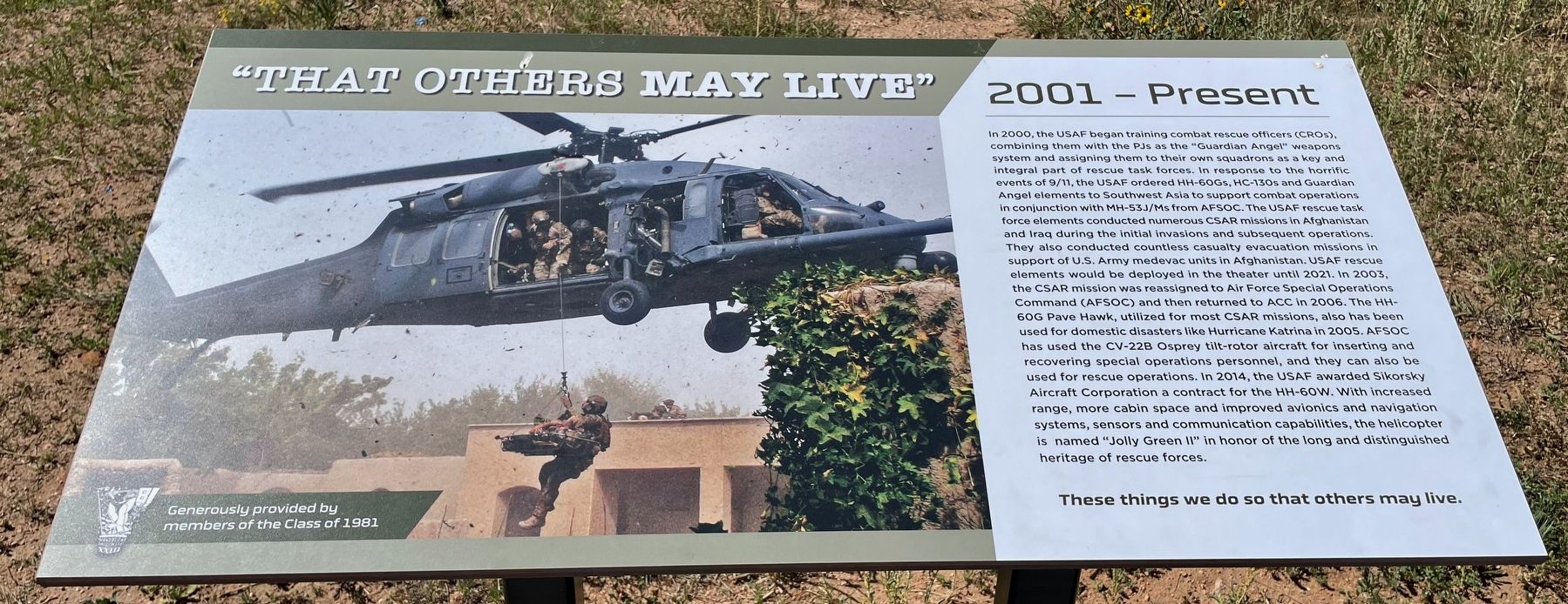 "That Others May Live" 2001 � Present Marker image. Click for full size.