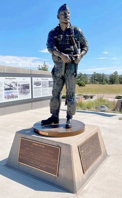 Statue of Gen. Robin Olds mentioned on marker. image. Click for full size.