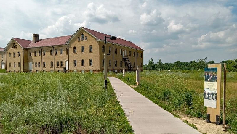 Pride Marker (right) east of the Historic Fort Snelling visitor center image. Click for full size.