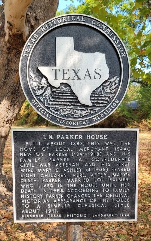 I.N. Parker House Marker. Click for full size. I.N. Parker House Marker image. Click for full size.