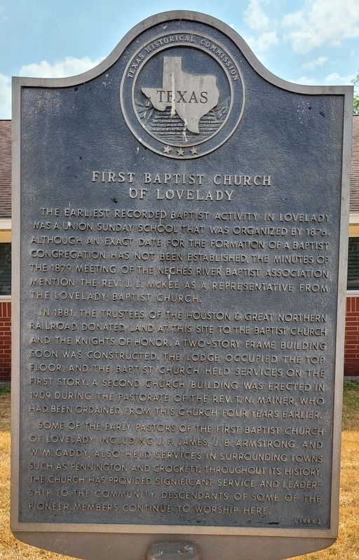 First Baptist Church of Lovelady Marker. Click for full size. First Baptist Church of Lovelady Marker image. Click for full size.