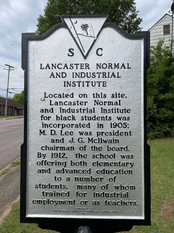 Lancaster Normal and Industrial Institute Marker, side one image. Click for full size.