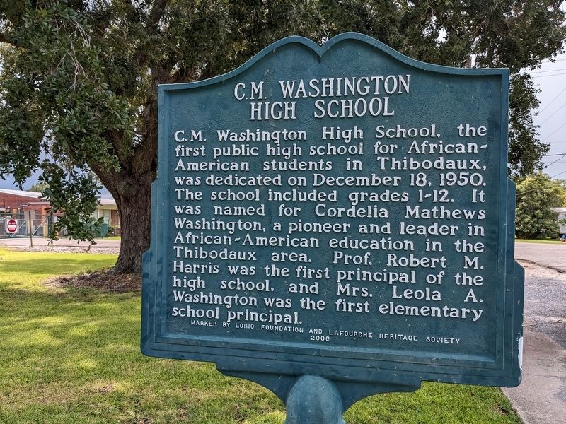 C.M. Washington High School Marker. Click for full size. C.M. Washington High School Marker image. Click for full size.