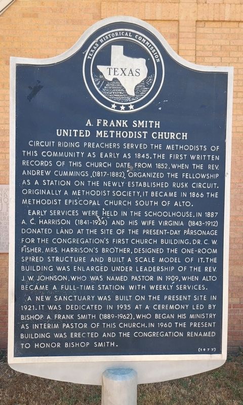 A. Frank Smith United Methodist Church Marker image. Click for full size.