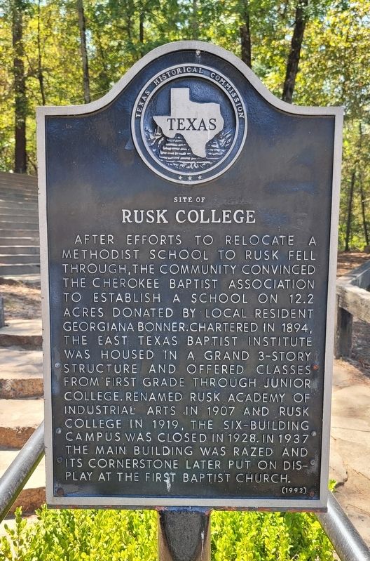 Site of Rusk College Marker. Click for full size. Site of Rusk College Marker image. Click for full size.