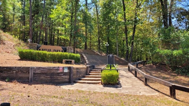 The Site of Rusk College Marker at the Entrance to Butler Park. Click for full size. The Site of Rusk College Marker at the Entrance to Butler Park image. Click for full size.