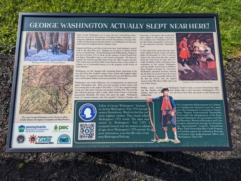 George Washington Actually Slept Near Here Marker image. Click for full size.