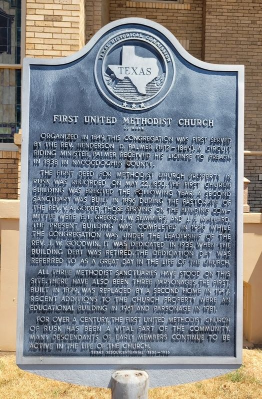 First United Methodist Church of Rusk Marker image. Click for full size.