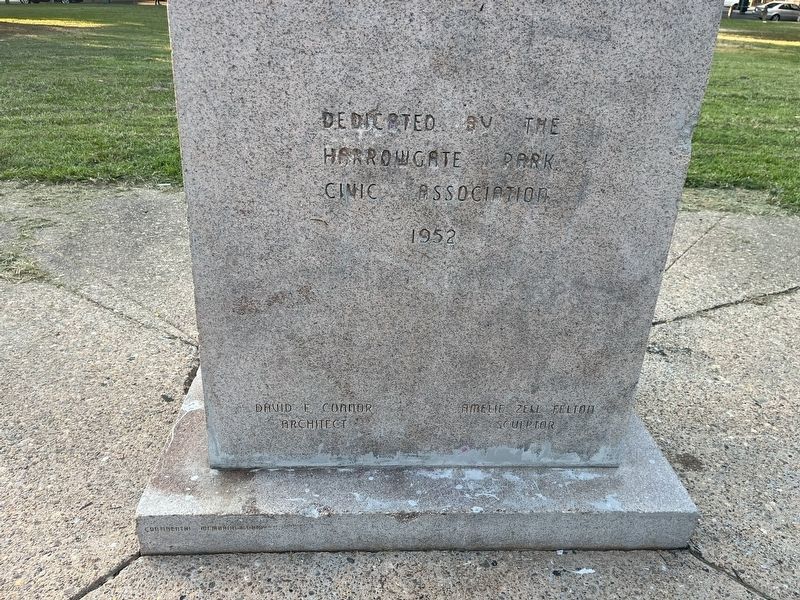 Dedication on the memorial's reverse image. Click for full size.