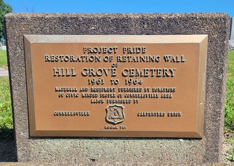 Hill Grove Cemetery Retaining Wall Restoration Marker. Click for full size. Hill Grove Cemetery Retaining Wall Restoration Marker image. Click for full size.