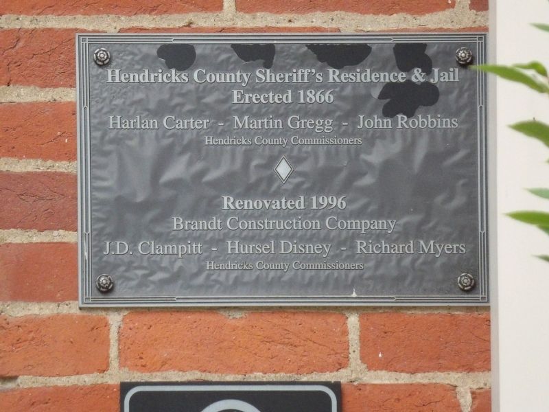 Hendricks County Sheriff's Residence & Jail Marker image. Click for full size.