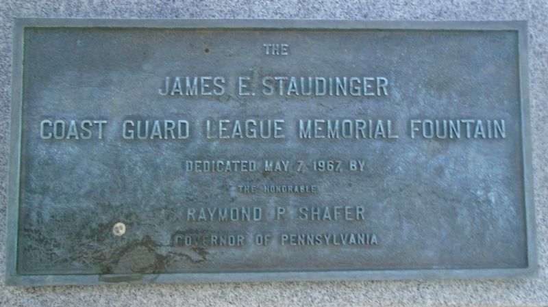 The James E. Staudinger Coast Guard League Memorial Fountain Marker image. Click for full size.