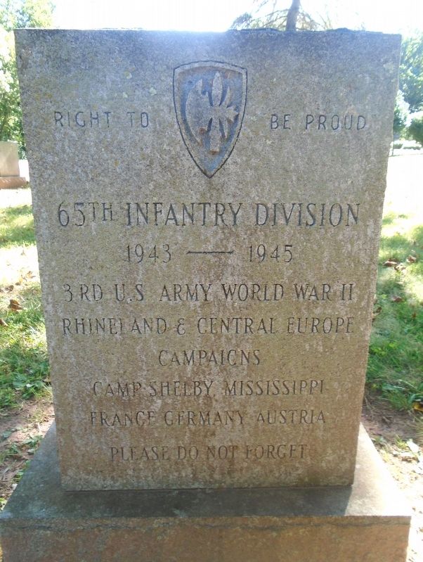 65th Infantry Division Marker image. Click for full size.