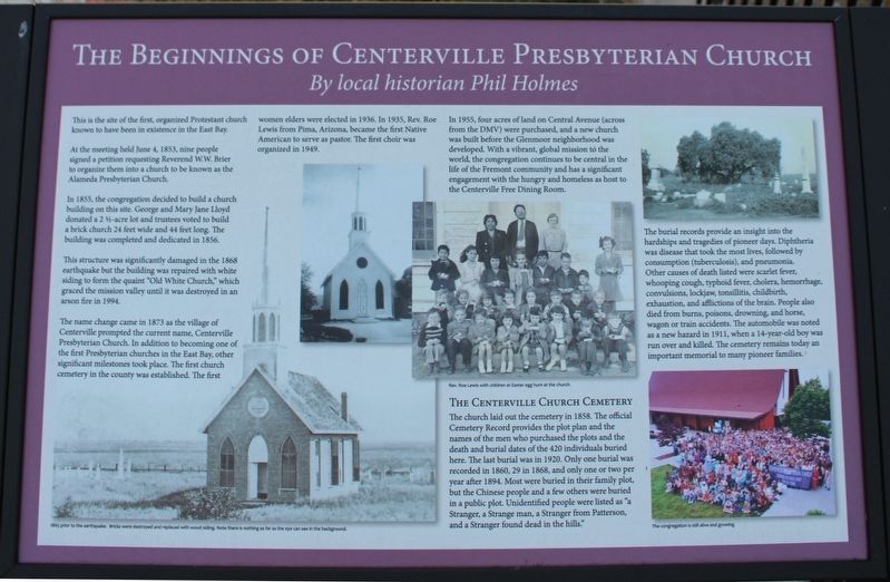 The Beginnings of Centerville Presbyterian Church Marker image. Click for full size.