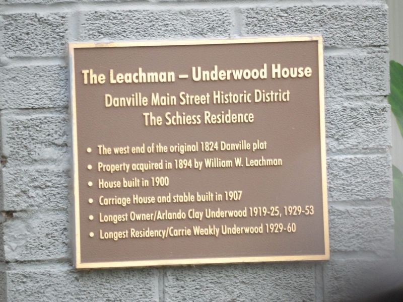 The Leachman-Underwood House Marker image. Click for full size.