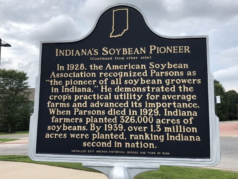 Indiana's Soybean Pioneer side of marker image. Click for full size.