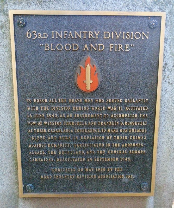 63rd Infantry Division Marker image. Click for full size.