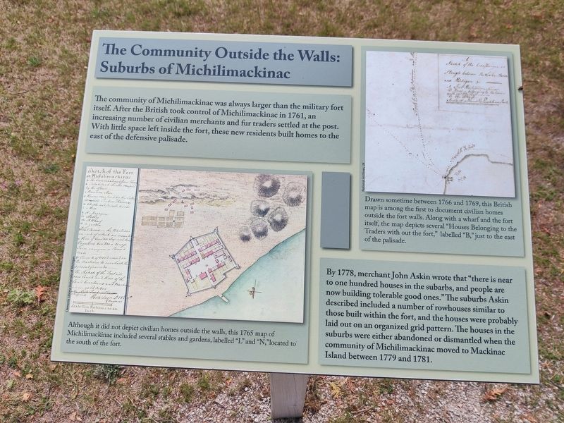 The Community Outside the Walls: Suburbs of Michilimackinac Marker image. Click for full size.