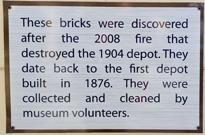Tehachapi 1904 Depot Bricks Marker. Click for full size. Tehachapi 1904 Depot Bricks Marker image. Click for full size.