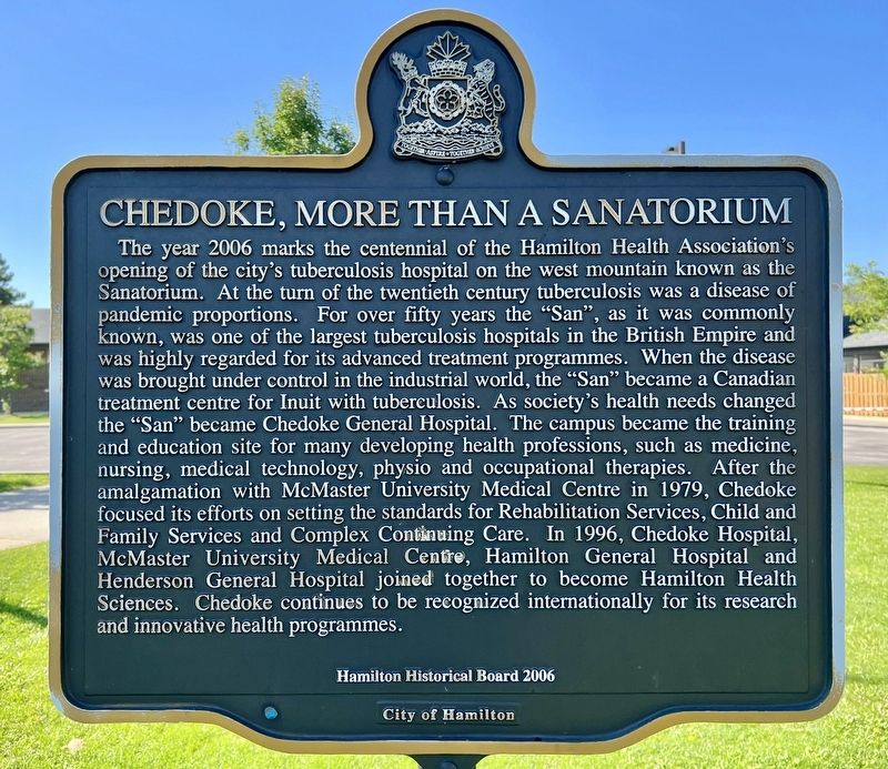 Chedoke, More than a Sanitorium Marker image. Click for full size.