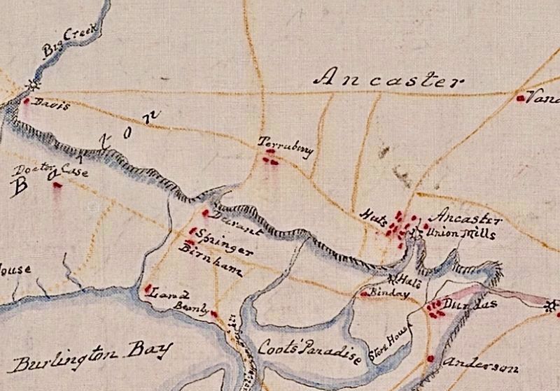 Wm. Terryberrys settlement, spelled Terruberry, on a map of the Niagara District from 1815 image. Click for full size.