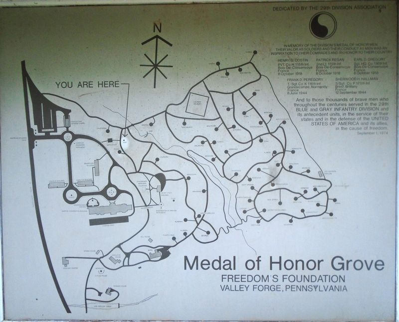 Medal of Honor Grove Map and Dedication image. Click for full size.