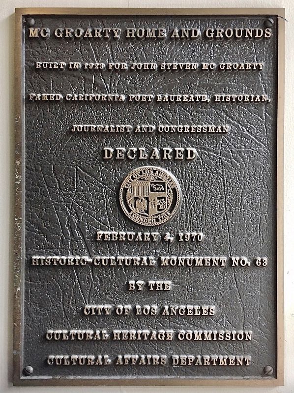 McGroarty Home and Grounds Marker image. Click for full size.