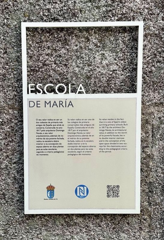 Escola de María Marker. Click for full size. Escola de María Marker image. Click for full size.