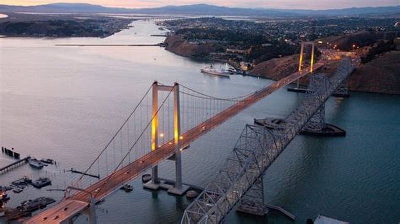 The Carquinez Strait and Al Zampa Memorial Bridge. image. Click for full size.