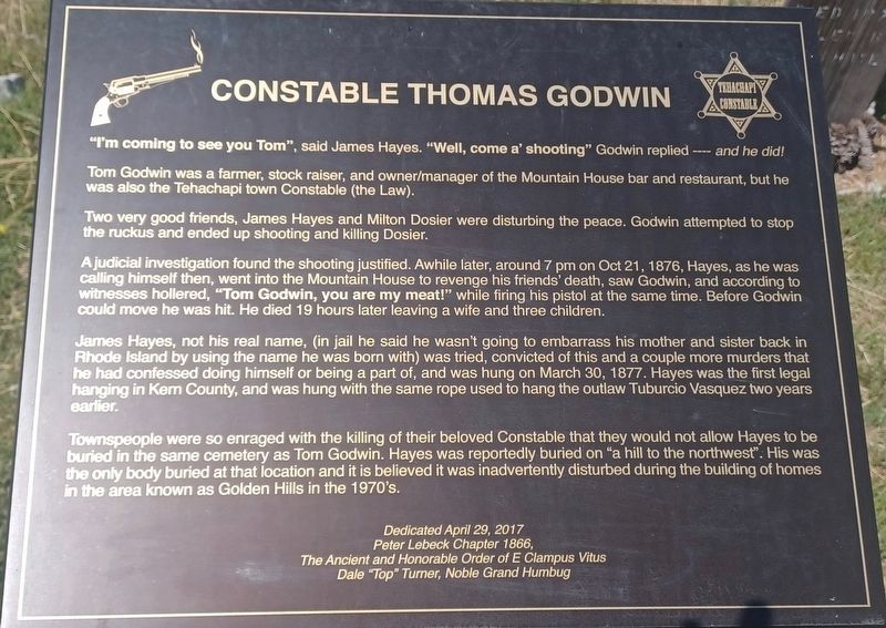 Constable Thomas Godwin Marker image. Click for full size.