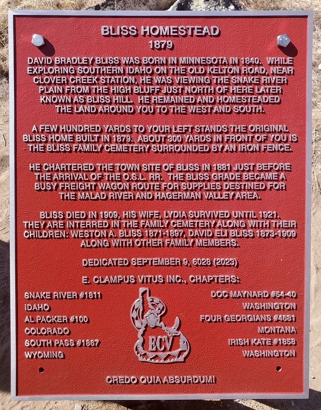 Bliss Homestead Marker. Click for full size. Bliss Homestead Marker image. Click for full size.