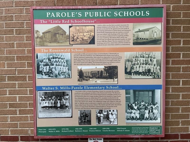 Parole's Public Schools Marker image. Click for full size.