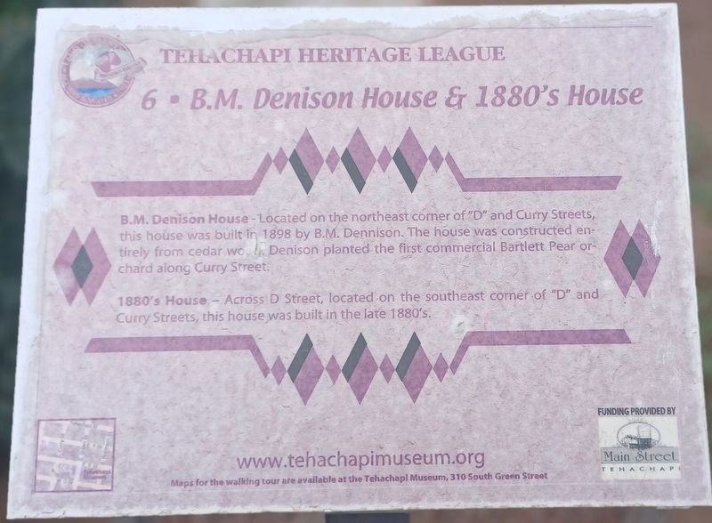 B.M. Denison House & 1880's House Marker. Click for full size. B.M. Denison House & 1880's House Marker image. Click for full size.
