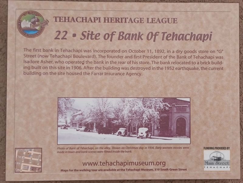 Site of Bank of Tehachapi Marker image. Click for full size.