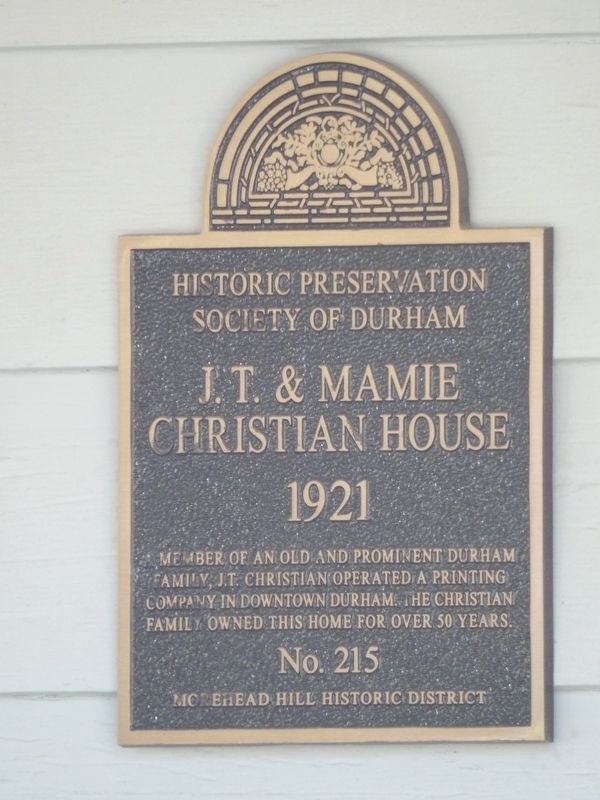 J.T. & Mamie Christian House Marker image. Click for full size.