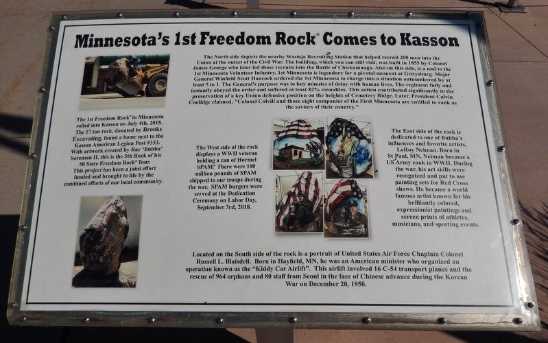 Minnesota's 1st Freedom Rock Comes to Kasson Marker image. Click for full size.