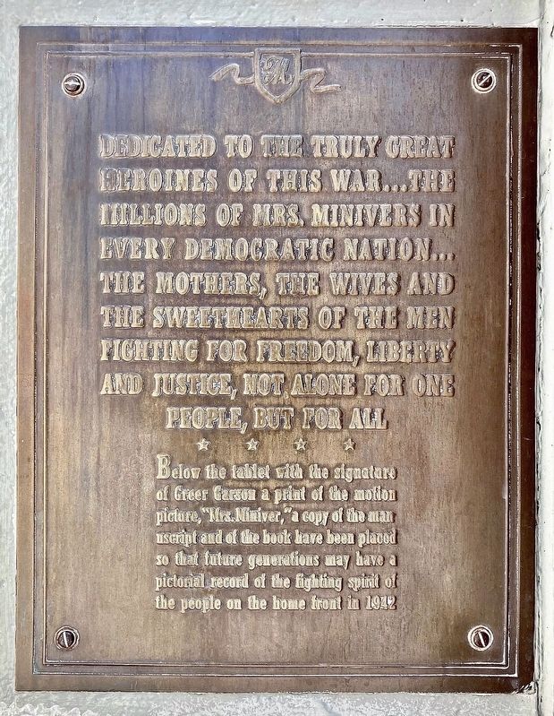 Mrs. Minivers Marker. Click for full size. Mrs. Minivers Marker image. Click for full size.
