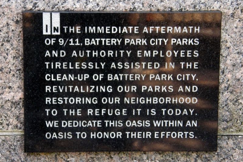 Battery Park City Employees Memorial. Click for full size. Battery Park City Employees Memorial image. Click for full size.