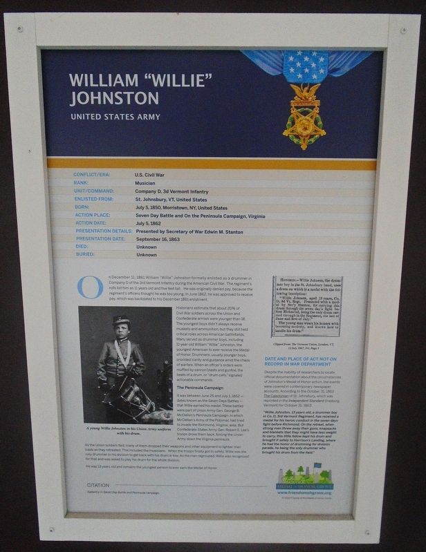 William "Willie" Johnston Marker image. Click for full size.