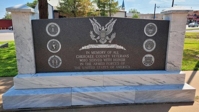 In Memory of All Cherokee County Veterans - Front Side 1st Monument image. Click for full size.