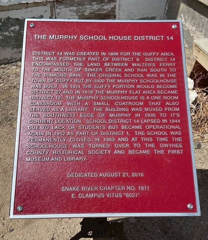 The Murphy School House District 14 Marker image. Click for full size.