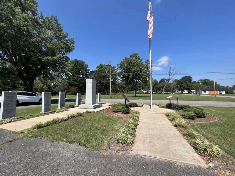 Veterans Park with Memorials, Markers and US Flag image. Click for full size.