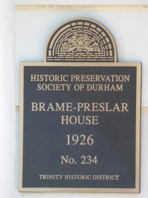Brame-Preslar House Marker image. Click for full size.