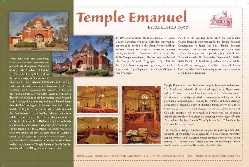 Temple Emanuel Marker image. Click for full size.