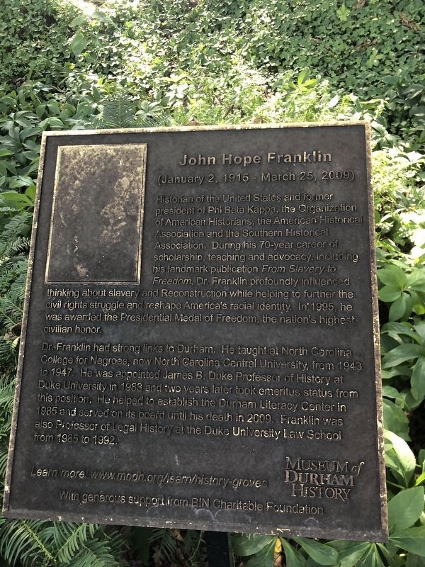 John Hope Franklin Marker. Click for full size. John Hope Franklin Marker image. Click for full size.