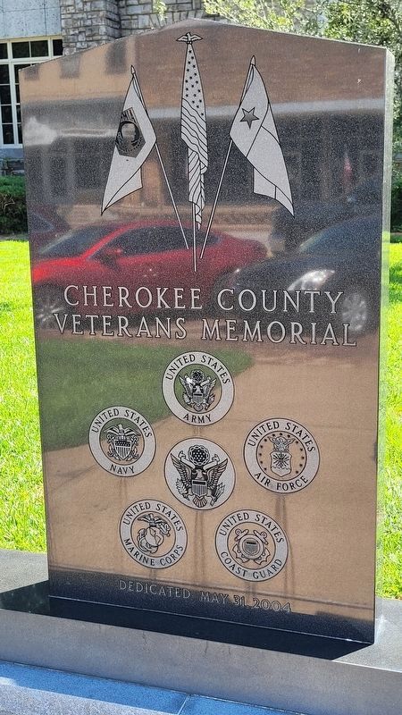 Cherokee County Veterans Memorial - Center Panel. Click for full size. Cherokee County Veterans Memorial - Center Panel image. Click for full size.