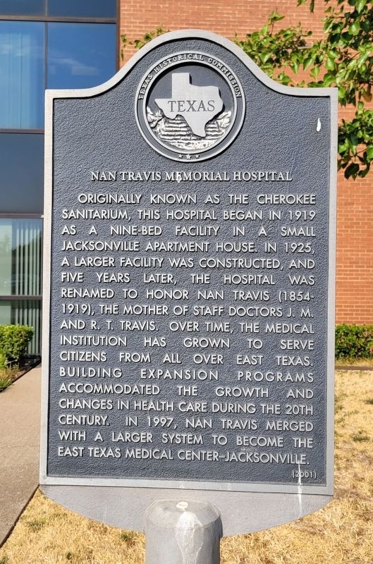 Nan Travis Memorial Hospital Marker image. Click for full size.